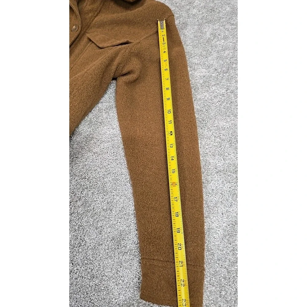 Joie‎ Cropped Button Down Long Sleeve Teddy Jacket Shacket Brown Women's Size S